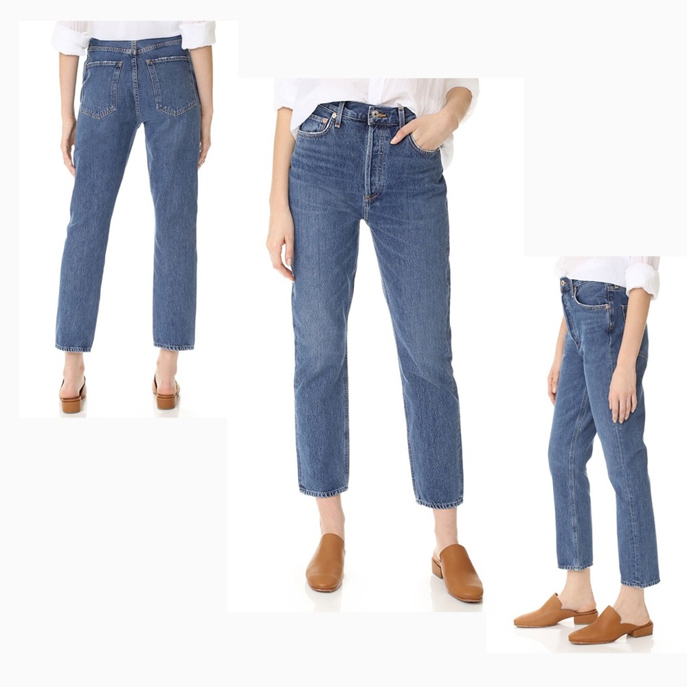 Agolde High Rise Straight Crop Jeans in Air Blue